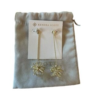 Kendra Scott Tricia Earrings Ear Jacket Threader Gold Dangle RARE‎
